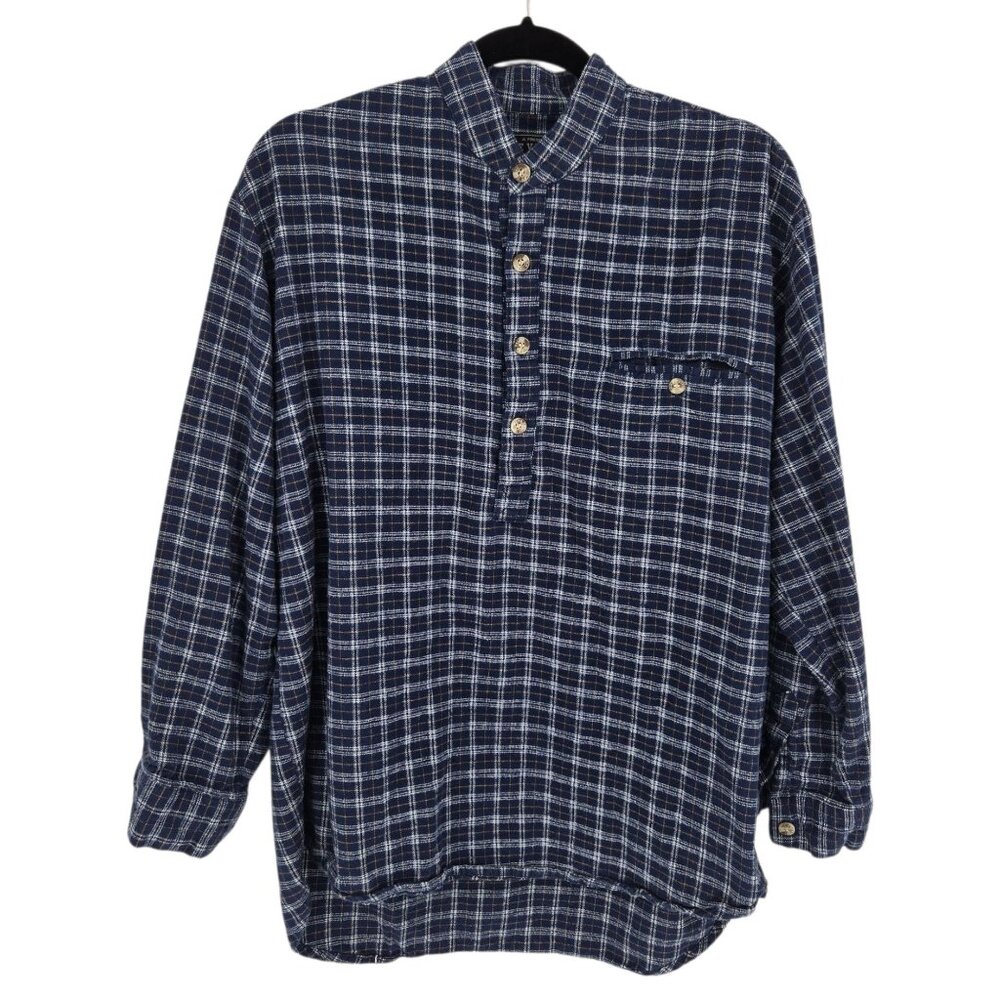 Lee valley ireland mens medium blue cotton pop over long sleeve flannel